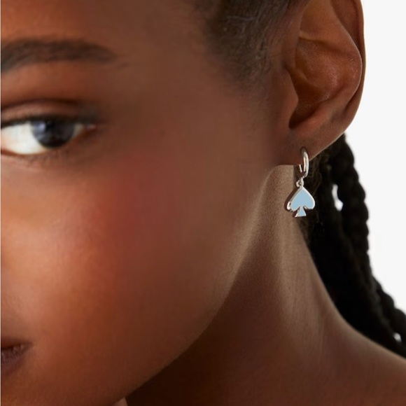 NWT Everyday Spade Enamel Huggies Tiffany Blue & Silver - Picture 2 of 3